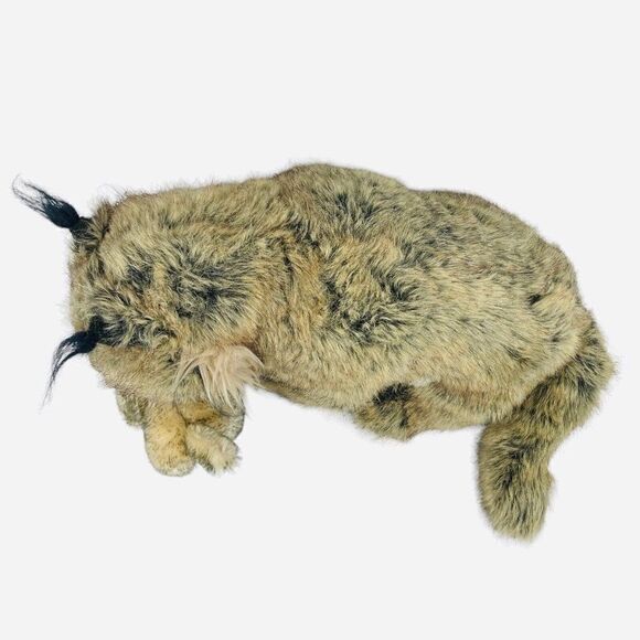 RARE Vintage 90s Large 27" Realistic Lynx with Baby Kitten Cub Plush Wildcat Toy - Picture 6 of 12